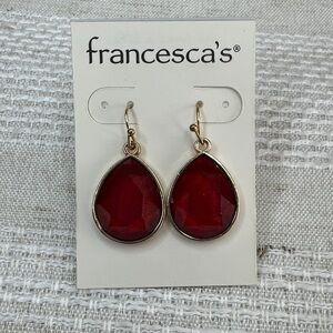 Francesca's Collections Gold-Tone Red Teardrop Dangle Earrings
